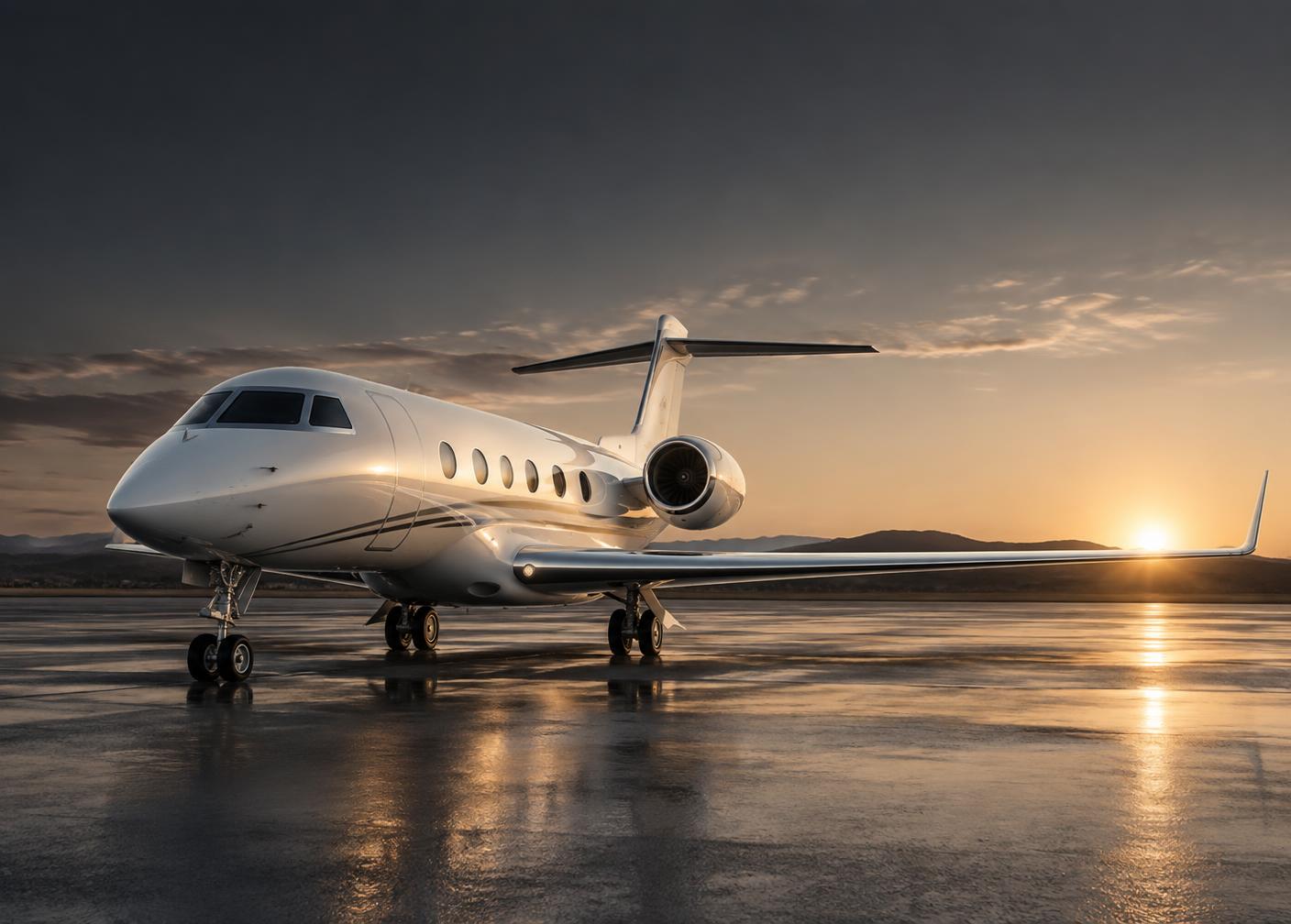 Private aircraft at dawn